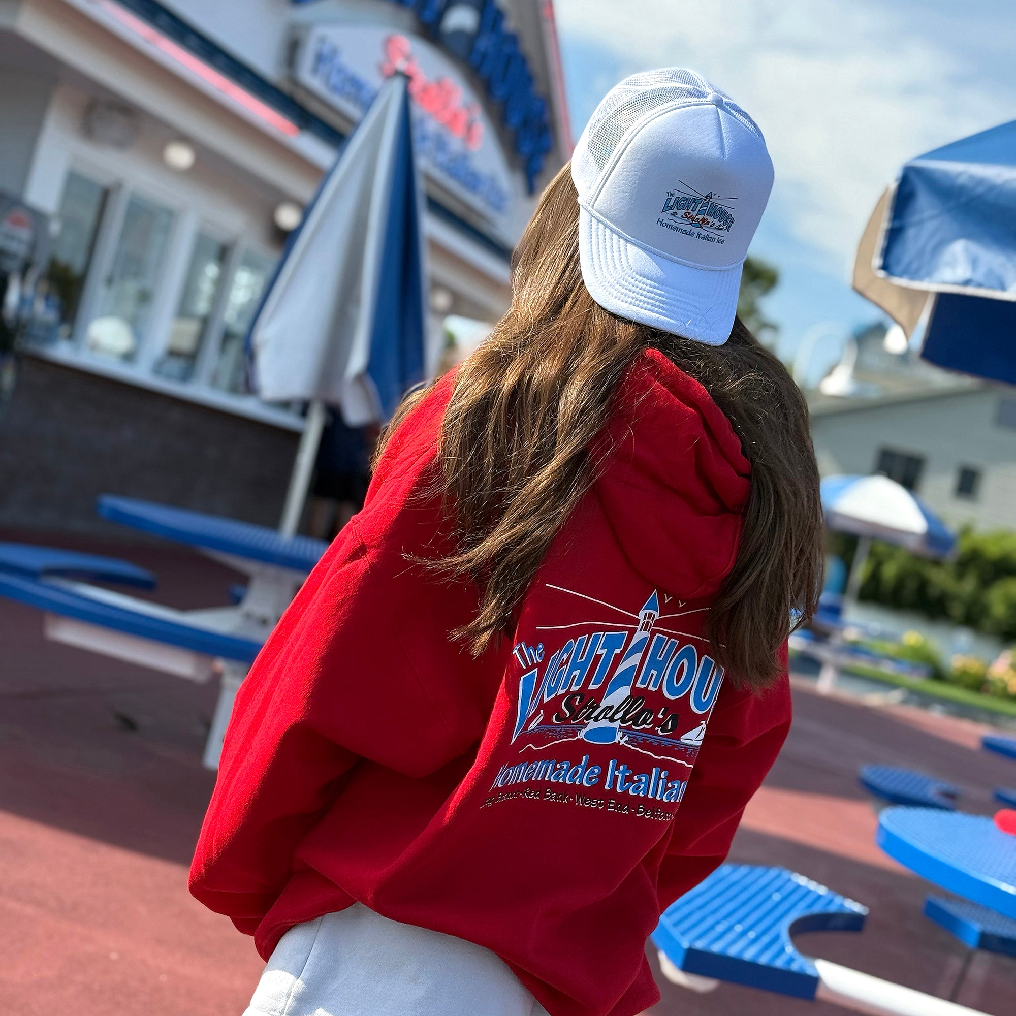 Strollo's Lighthouse White Trucker Hat